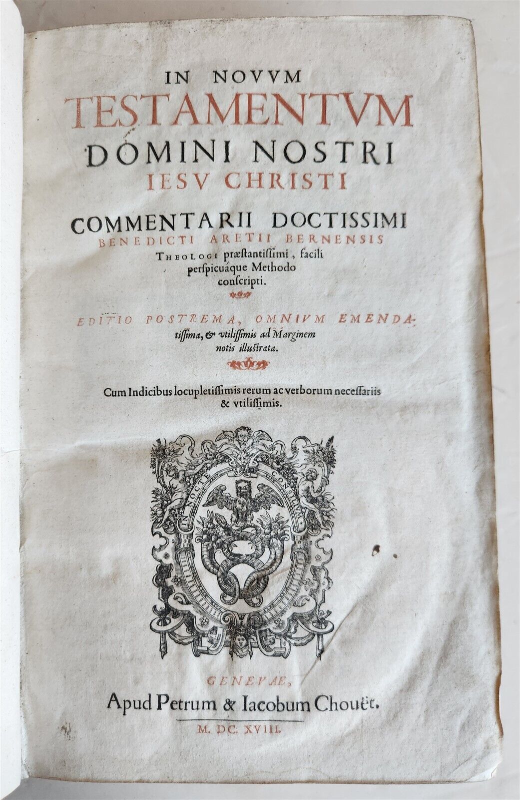 1618 BIBLE NEW TESTAMENT COMMENTARY by Benedictus Aretius antique 17th c. FOLIO