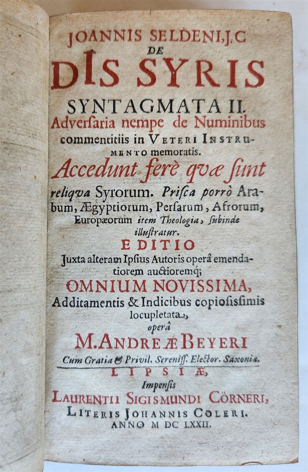 1672 ORIENTAL RELIGIONS TREATISE by JOHN SELDEN antique VELLUM BOUND