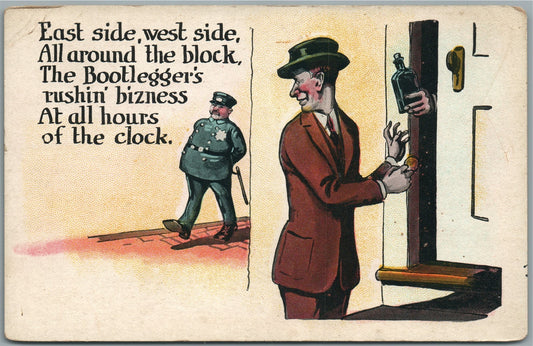 ALCOHOL PROHIBITION ANTIQUE SATIRICAL POSTCARD - BOOTLEGGER'S BUSINESS
