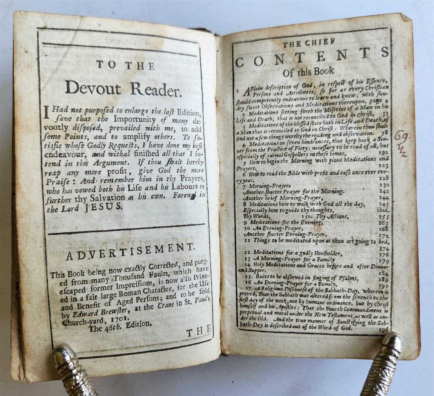 1705 PRACTICE of PIETY by Bayly Lewis antique in ENGLISH original binding
