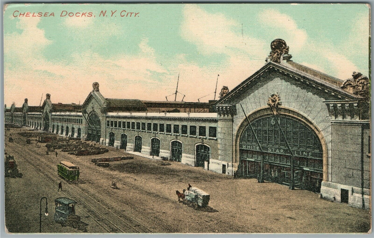 NEW YORK NY CHELSEA DOCKS ANTIQUE POSTCARD