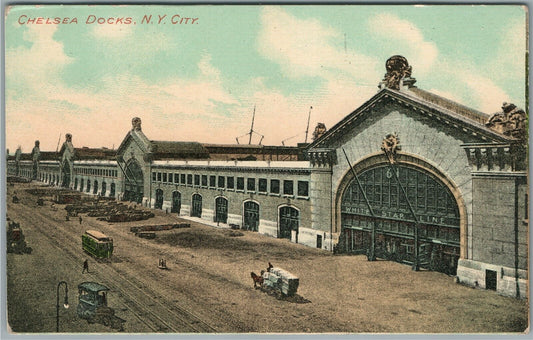 NEW YORK NY CHELSEA DOCKS ANTIQUE POSTCARD