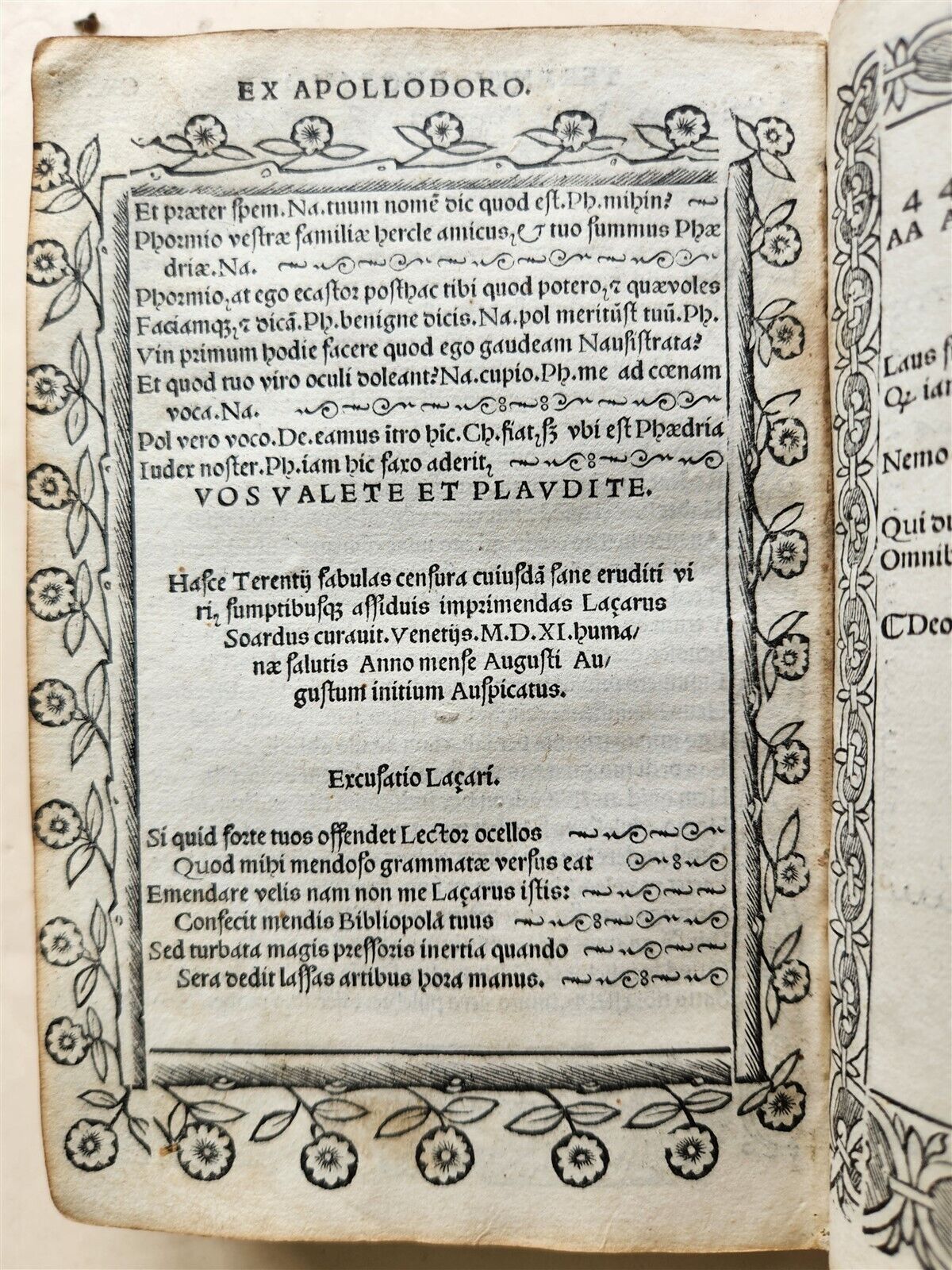 1511 POST-INCUNABULA EDITION of TERENCE antique RARE