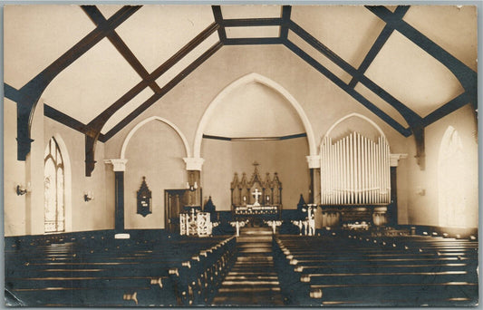 DOYLESTOWN PA CHURCH INTERIOR ANTIQUE REAL PHOTO POSTCARD RPPC