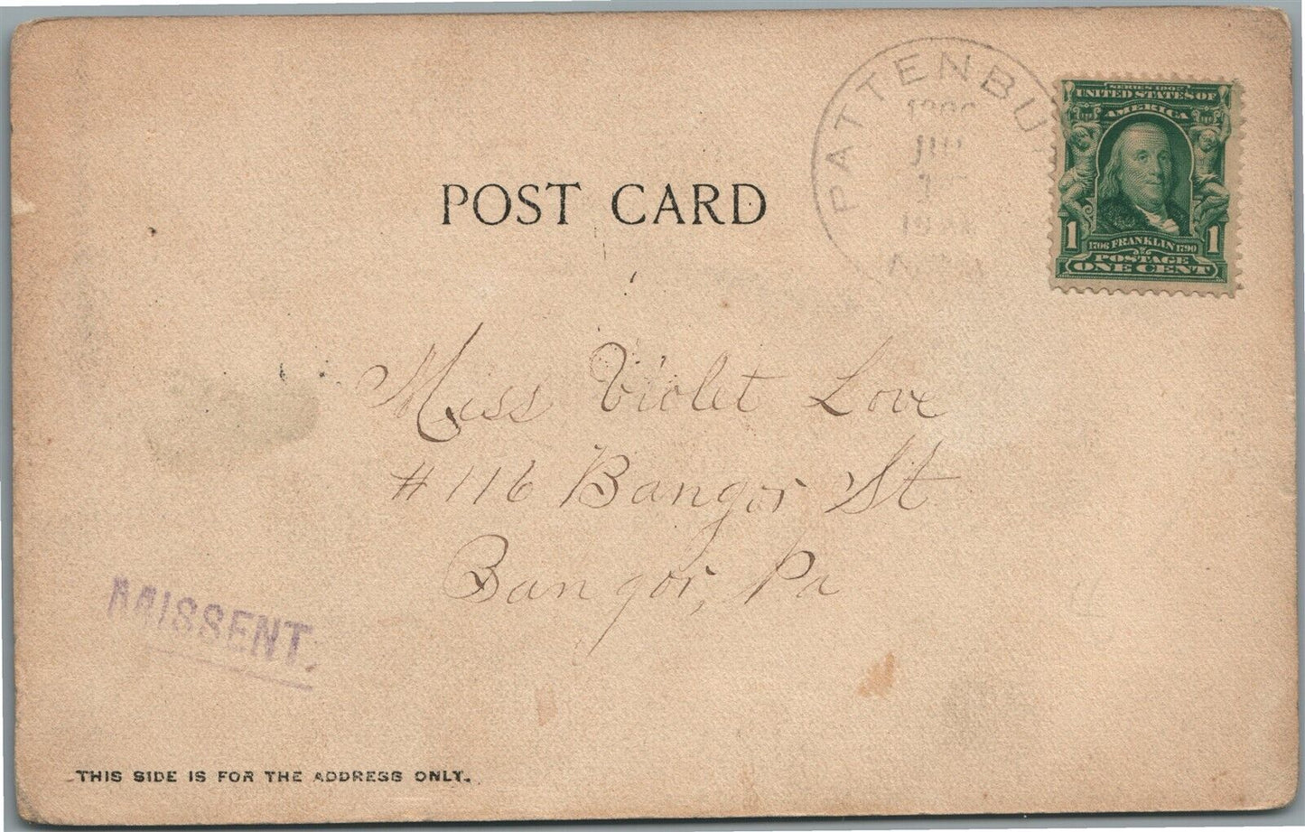 PHILLIPSBURG NJ SOUTH MAIN STREET UNDIVIDED ANTIQUE POSTCARD