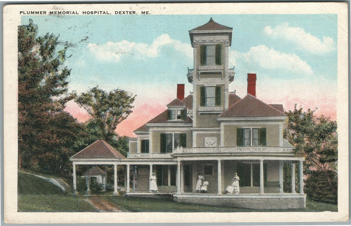 DEXTER ME PLUMMER MEMORIAL HOSPITAL ANTIQUE POSTCARD