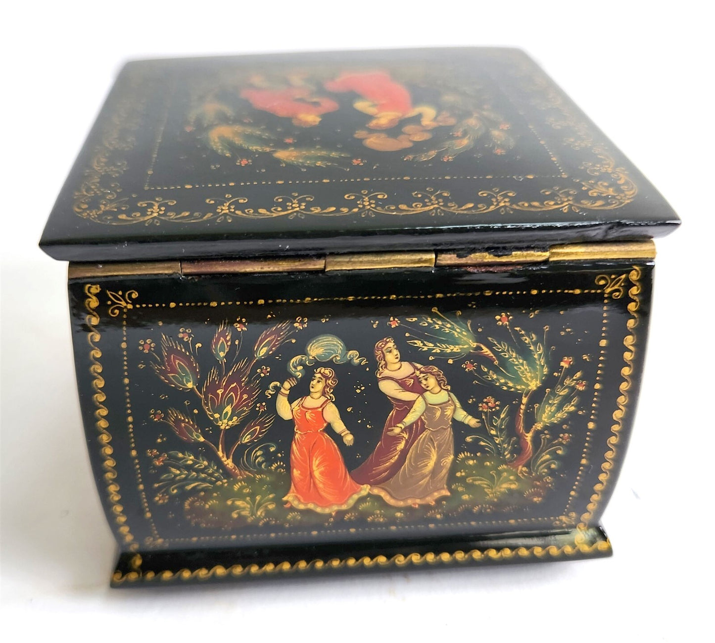 RUSSIAN PALEKH SCHOOL 5 SIDED VINTAGE LACQUER BOX ARTIST SIGNED