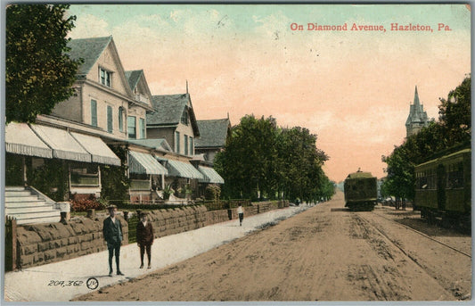HAZLETON PA DIAMOND AVENUE ANTIQUE POSTCARD