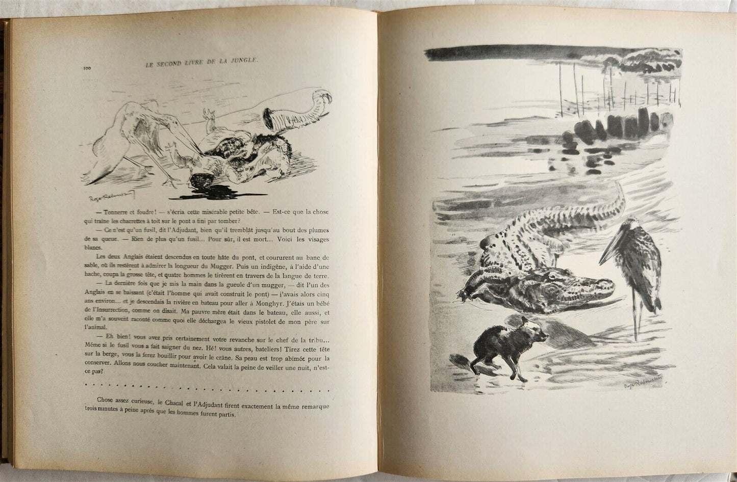 1925-1938 JUNGLE BOOK by KIPLING antique 2 VOLS ILLUSTRATED by Roger Reboussin