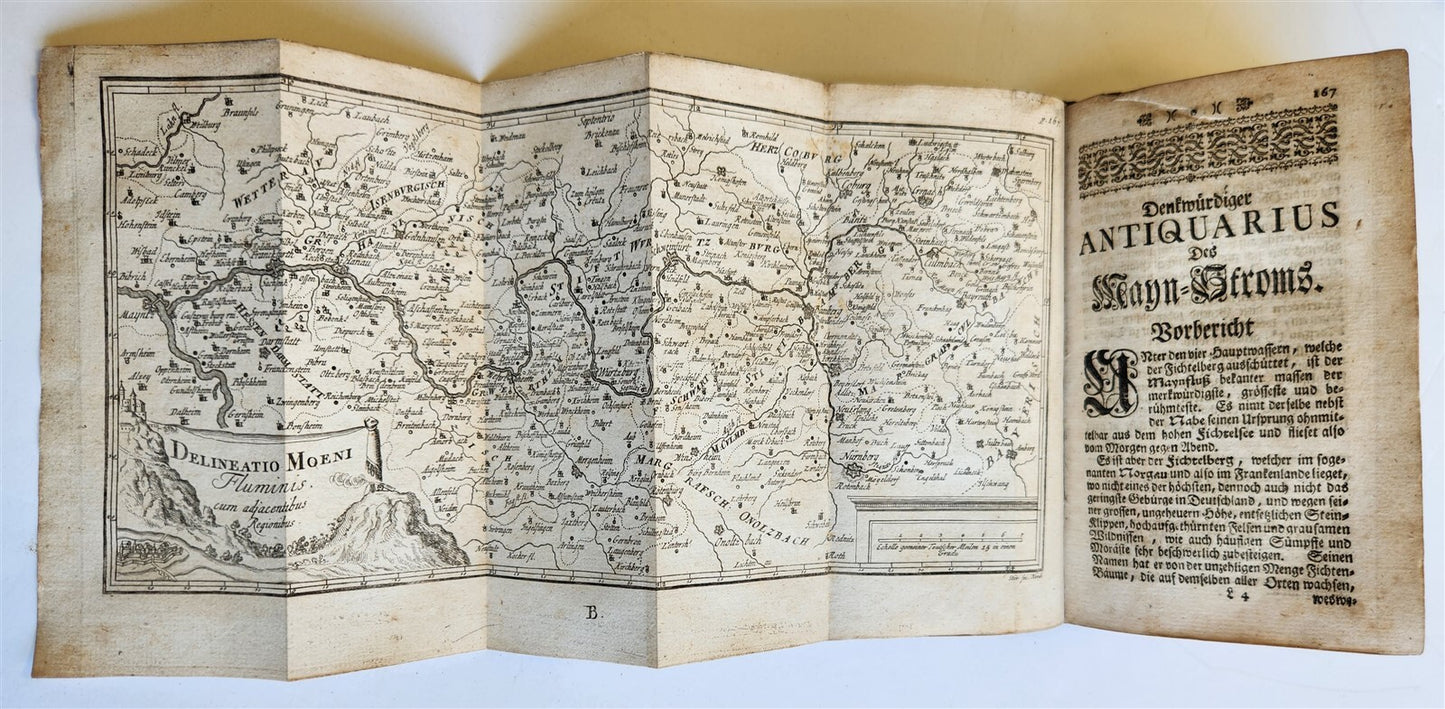 1740 ANTIQUITIES & GEOGRAPHY of GERMAN RIVERS antique ILLUSTRATED