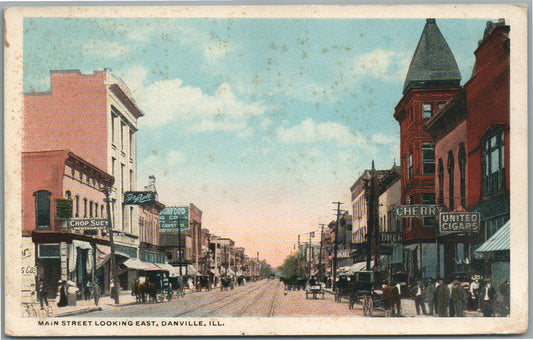 DANVILLE IL MAIN STREET ANTIQUE POSTCARD