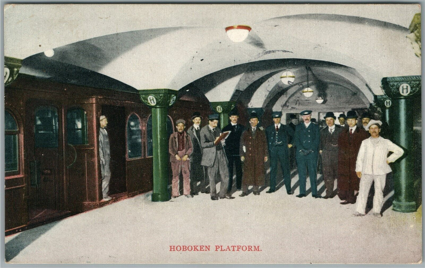 HOBOKEN PLATFORM NJ ANTIQUE POSTCARD