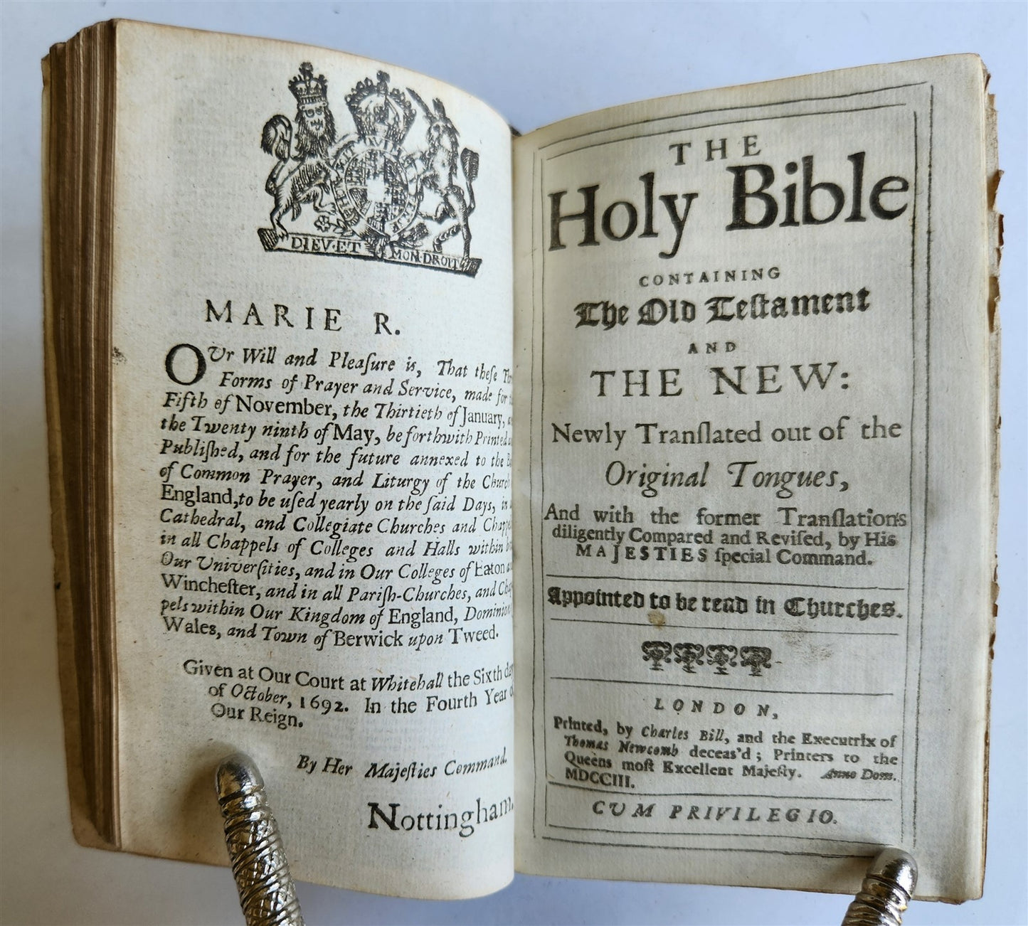 1705 BOOK of COMMON PRAYER w/ PSALTER or PSALMS of DAVID antique in ENGLISH