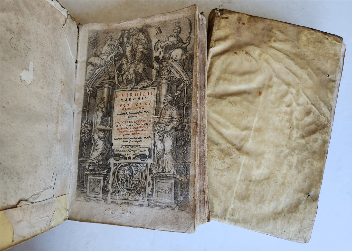 1612-1619 VIRGIL 3 VELLUM BOUND FOLIO VOLUMES antique 17th C. Bucolica &Georgica