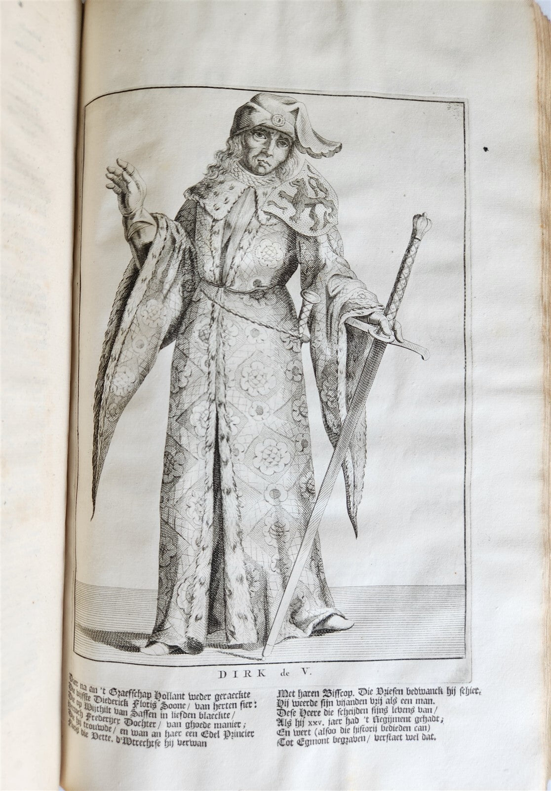 1699 CHRONICLE of COUNTS of HOLLAND antique ILLUSTRATED FOLIO vellum bound
