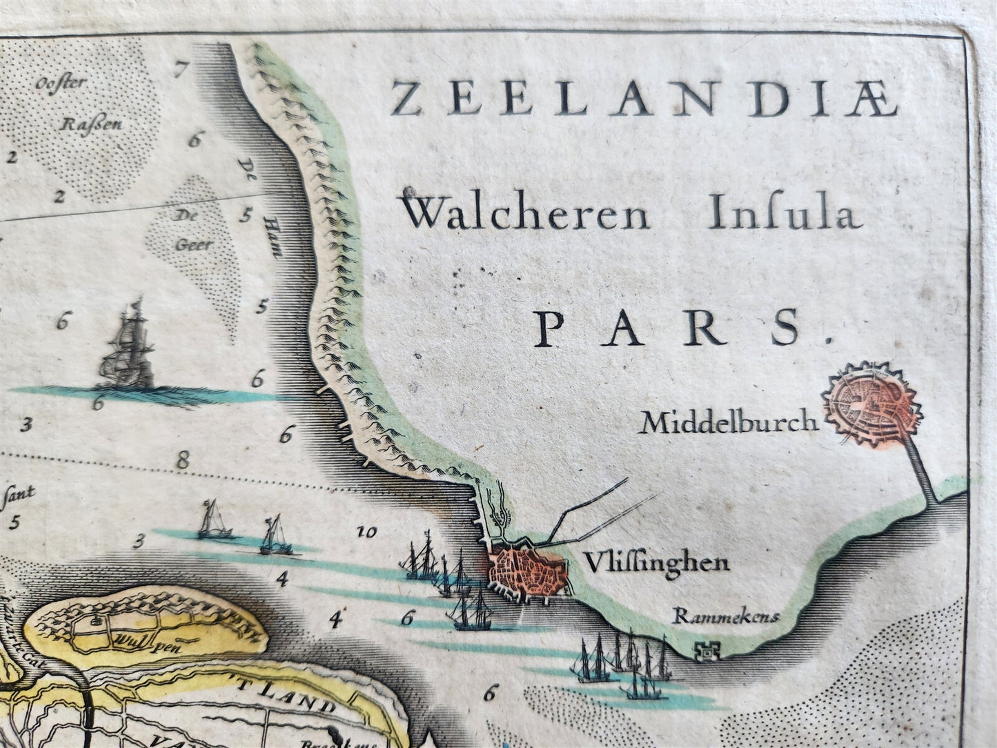 1640 EAST FLANDERS BELGIUM MAP by WILLEM BLAEU antique AUTHENTIC hand colored