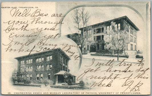 PHILADELPHIA PA UNIVERSITY of PENNSYLVANIA PHYSICS LABORATORY ANTIQUE POSTCARD
