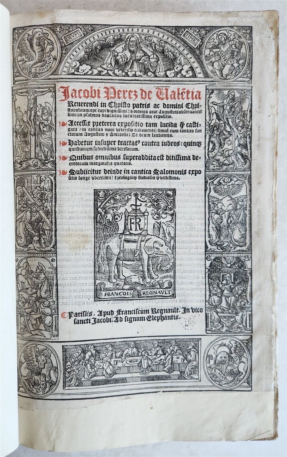 1533 POST-INCUNABULA EXPLANATION of PSALMS by Perez de Valentia antique FOLIO