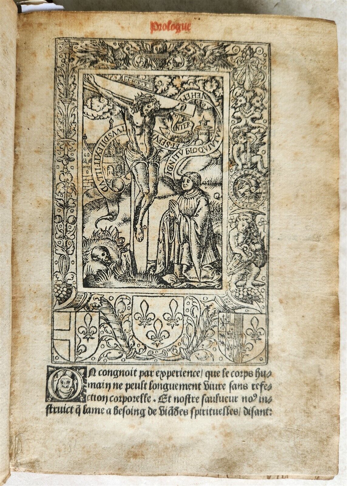 1535 POST-INCUNABULA ILLUSTRATED antique in FRENCH by Jean de Gagny VELLUM BOUND