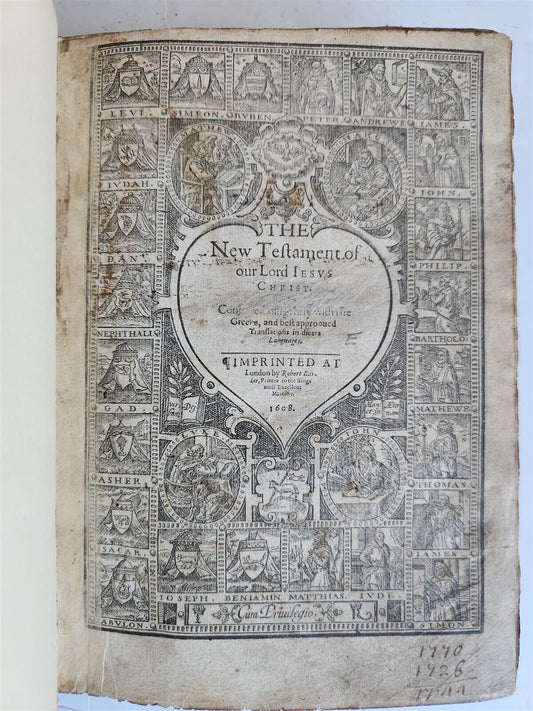 1608 BIBLE in ENGLISH antique Old & New Testament printed by ROBERT BARKER
