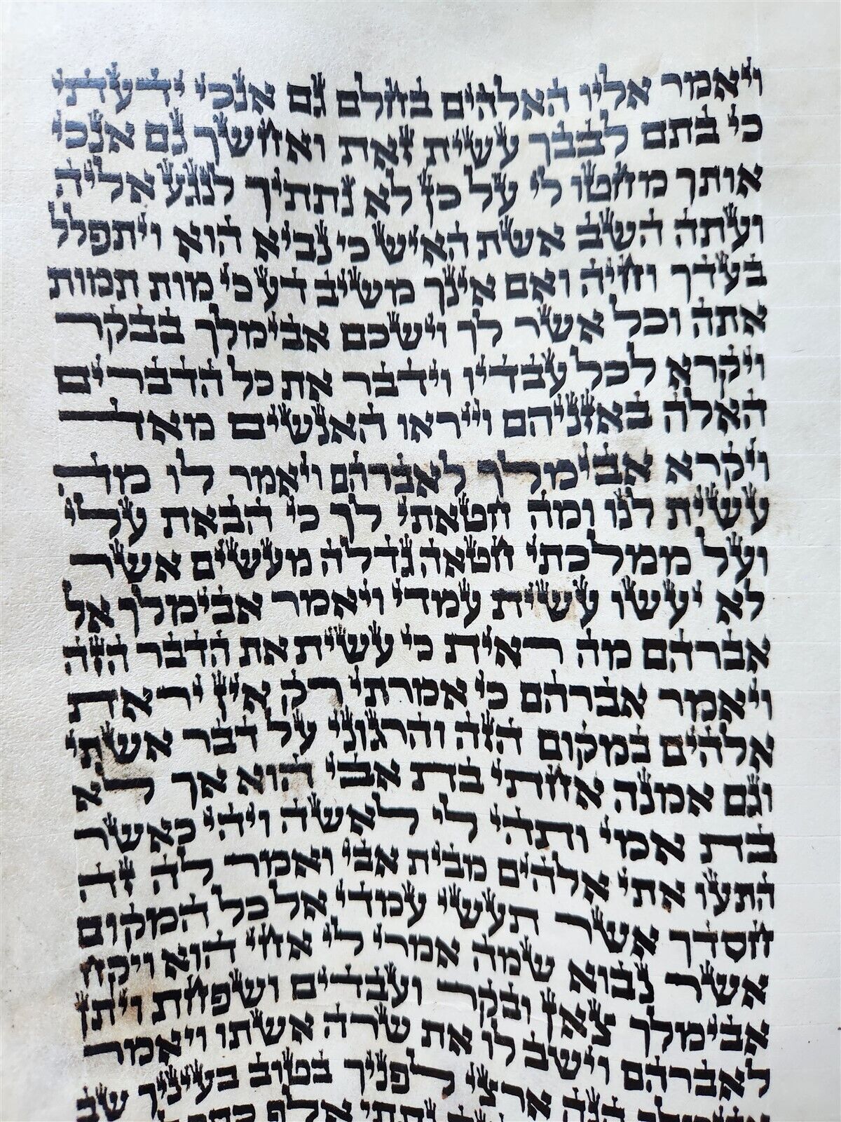 TORAH SCROLL FRAGMENT MANUSCRIPT VELLUM antique BIBLE GENESIS SODOM & GOMORRAH