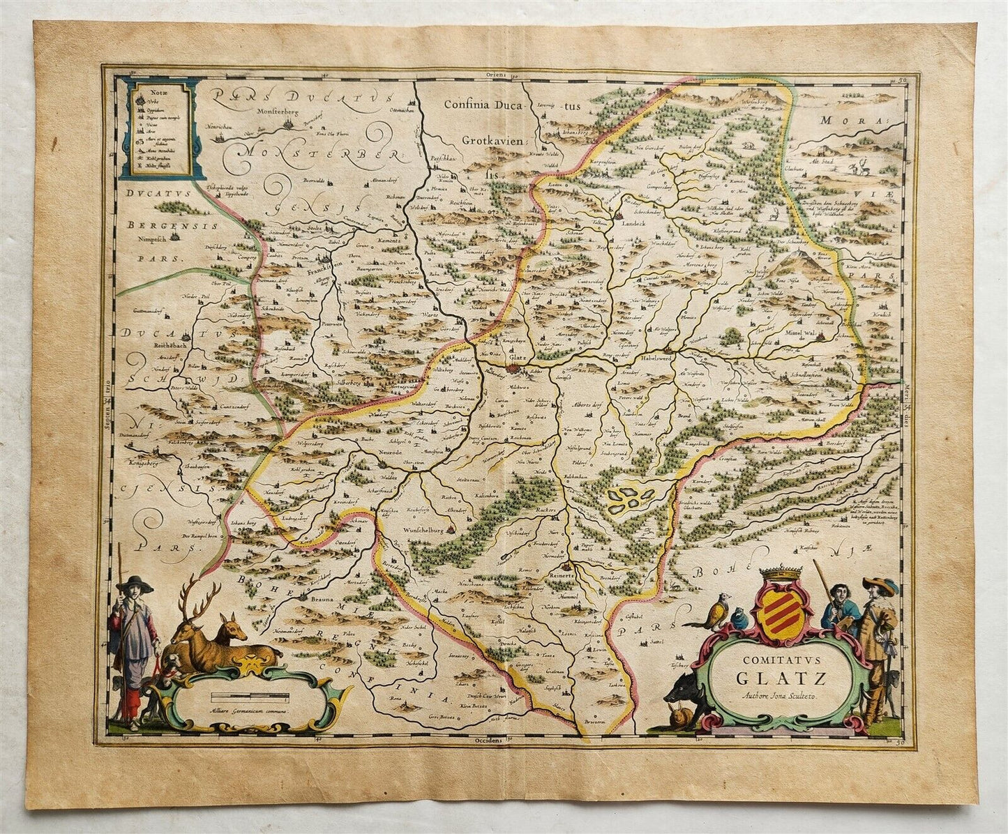 1640 MAP of POLAND KLADSKO GLATZ by WILLEM BLAEU antique AUTHENTIC hand colored