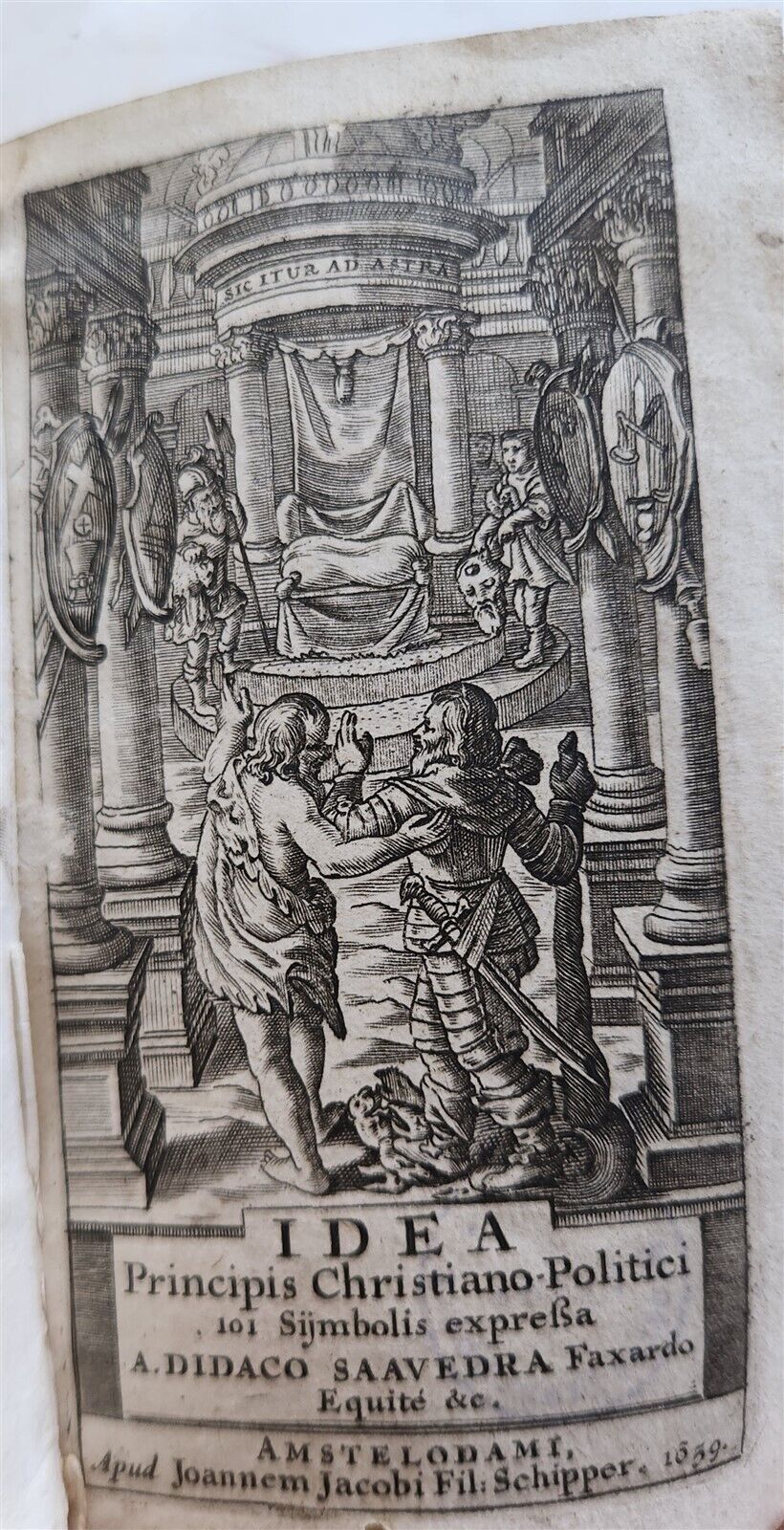 1659 EMBLEMATA by SAAVEDRA FAJARDO antique VELLUM BINDING ILLUSTRATED