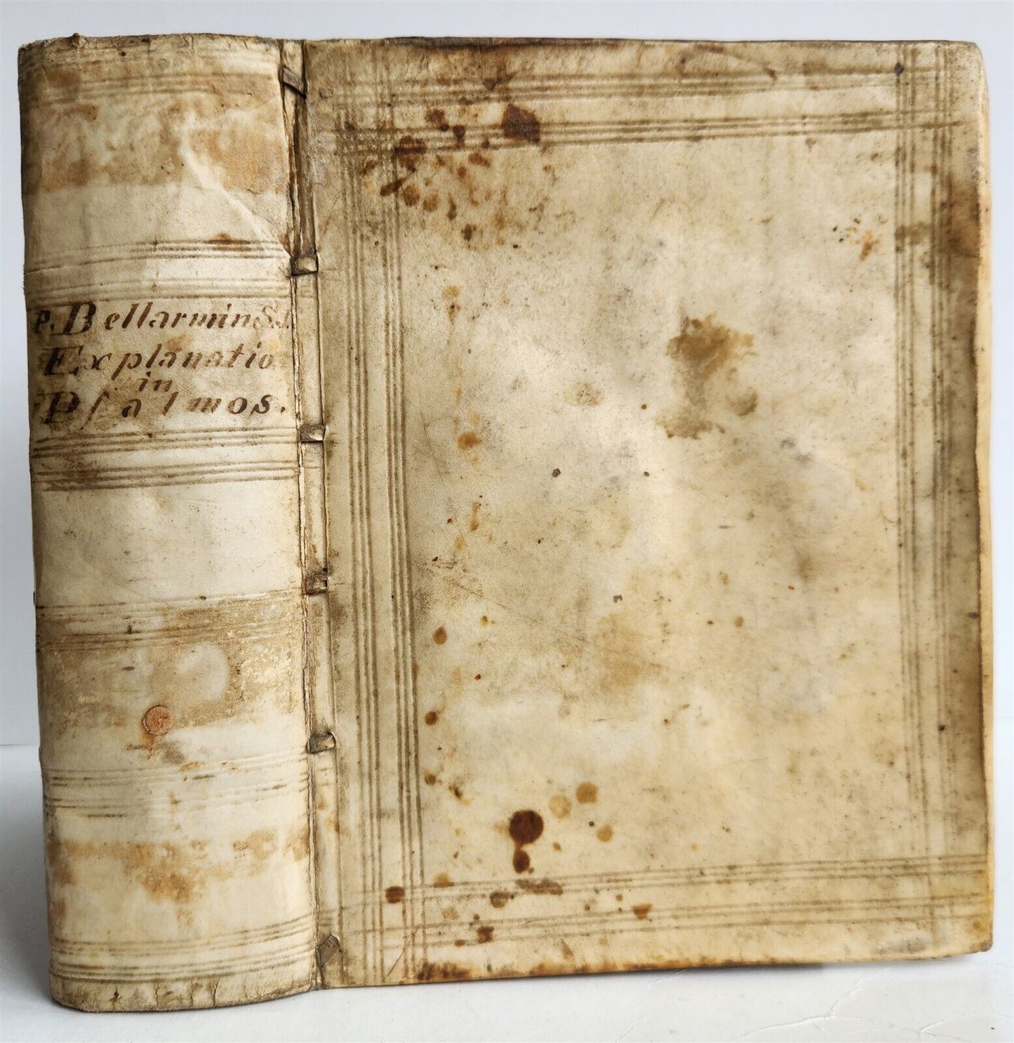 1619 EXPLANATIO in PSALMOS by ROBERT BELLARMINE antique vellum bound