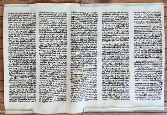 TORAH SCROLL FRAGMENT MANUSCRIPT on VELLUM antique BIBLE GENESIS 24:64-28:15