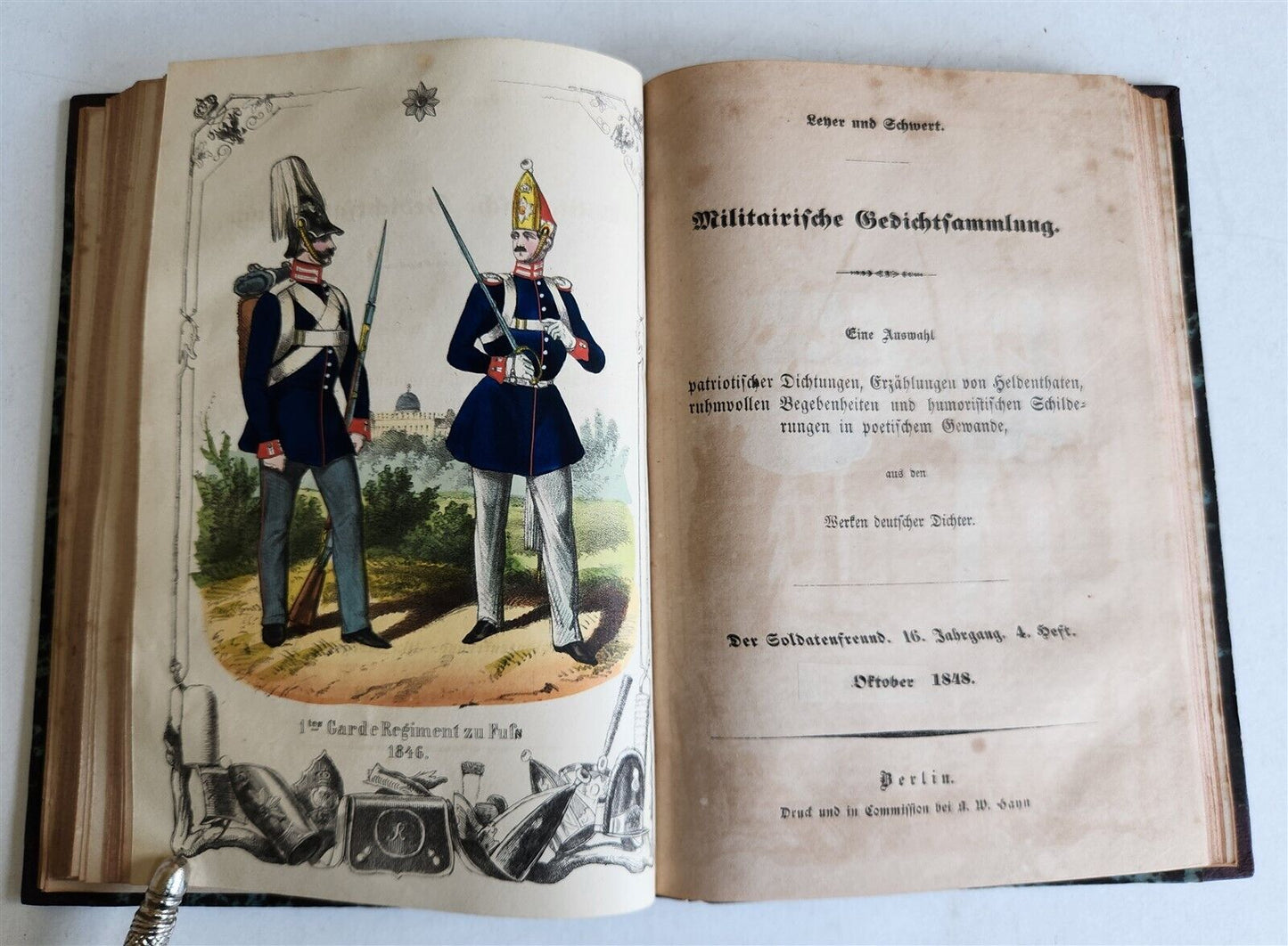 1848 GERMAN SOLDIER'S JOURNAL antique ILLUSTRATED
