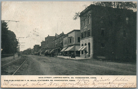 MANCHESTER CT MAIN STREET ANTIQUE POSTCARD
