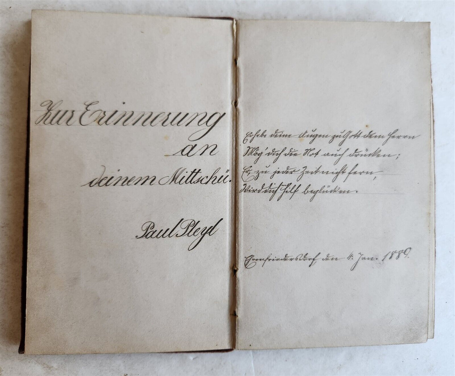 1889 ALBUM AMICORUM MANUSCRIPT POETRY GERMAN BOOK antique