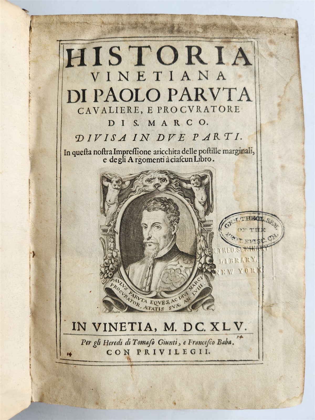 1645 HISTORY of VENICE by PAOLO PARUTA antique VELLUM BOUND 17th CENTURY