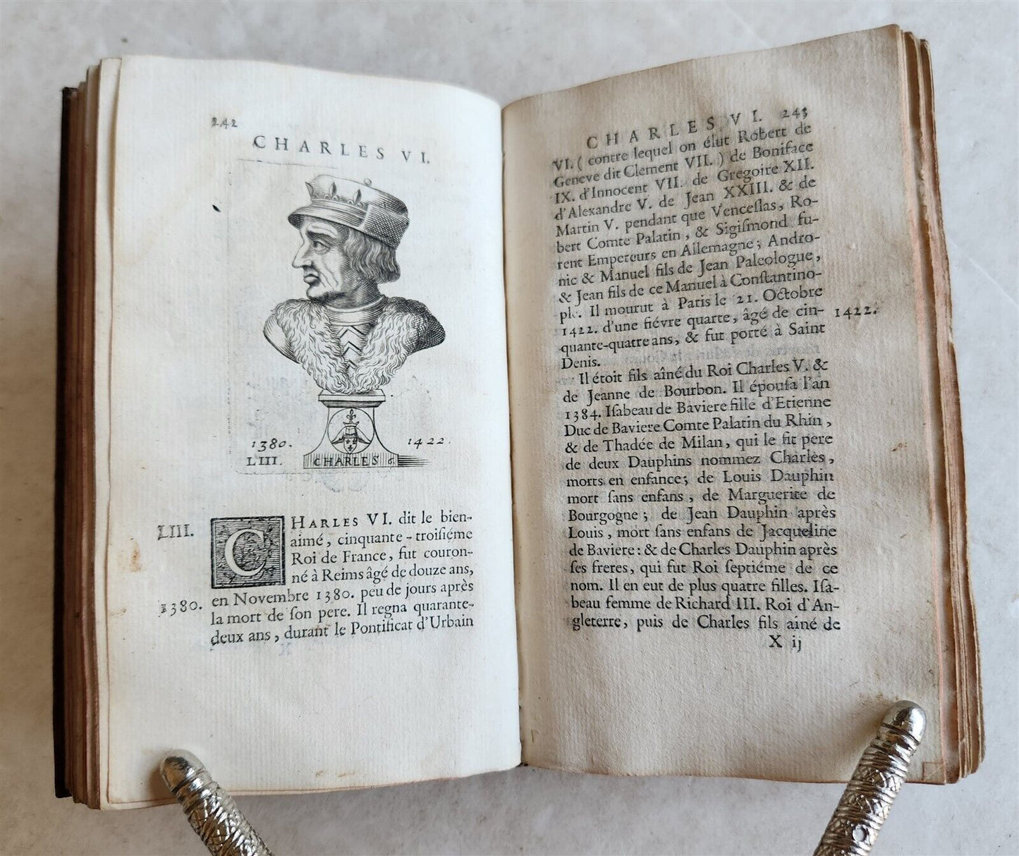 1726 HISTORY of FRANCE ILLUSTRATED w/ PORTRAITS of FRENCH KINGS S antique