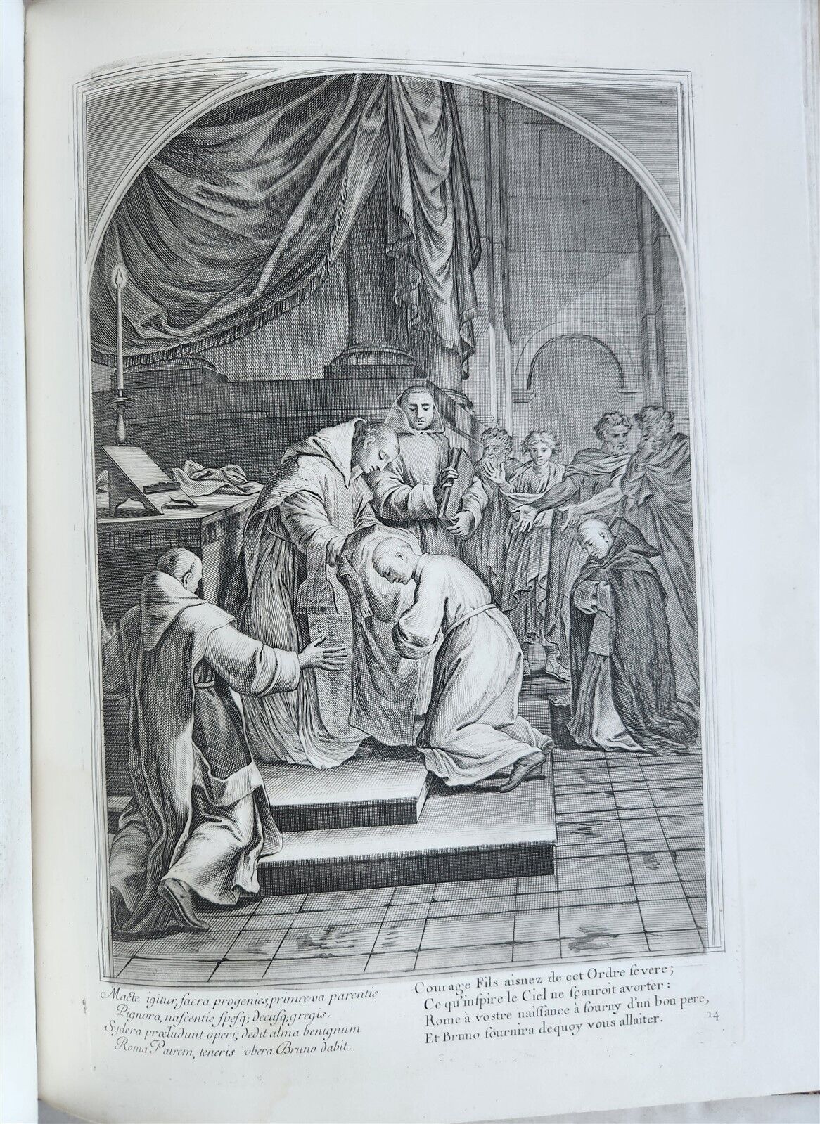 1750 LIFE of ST. BRUNO FULLY ILLUSTRATED LARGE FOLIO antique in FRENCH