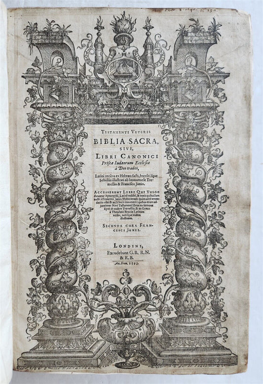 1593 BIBLE in LATIN antique LONDON ROBERT BARKER Old & New Testament FOLIO