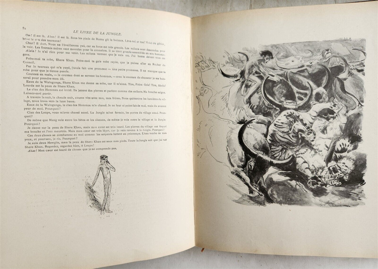 1925-1938 JUNGLE BOOK by KIPLING antique 2 VOLS ILLUSTRATED by Roger Reboussin