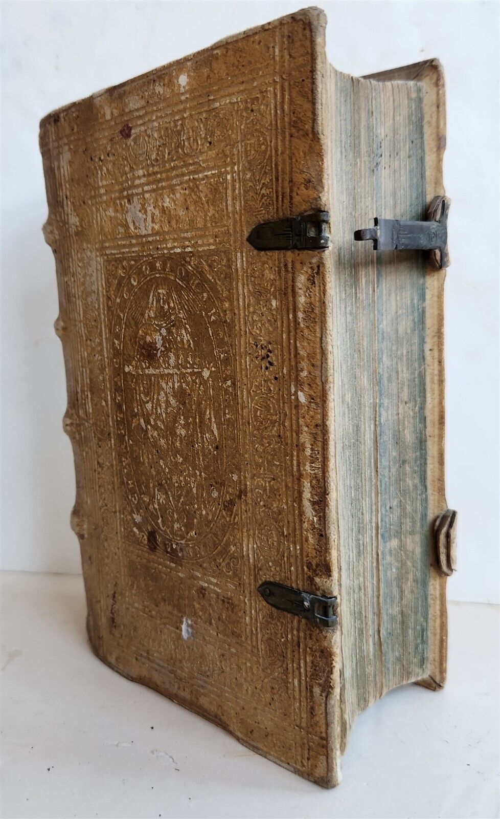 1604 SERMONS of Maurice Hylaret antique PIGSKIN BINDING UNICORN TITLEPIECE