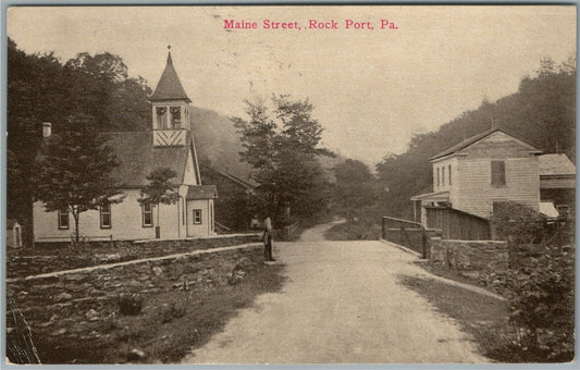 ROCK PORT PA MAINE STREET ANTIQUE POSTCARD