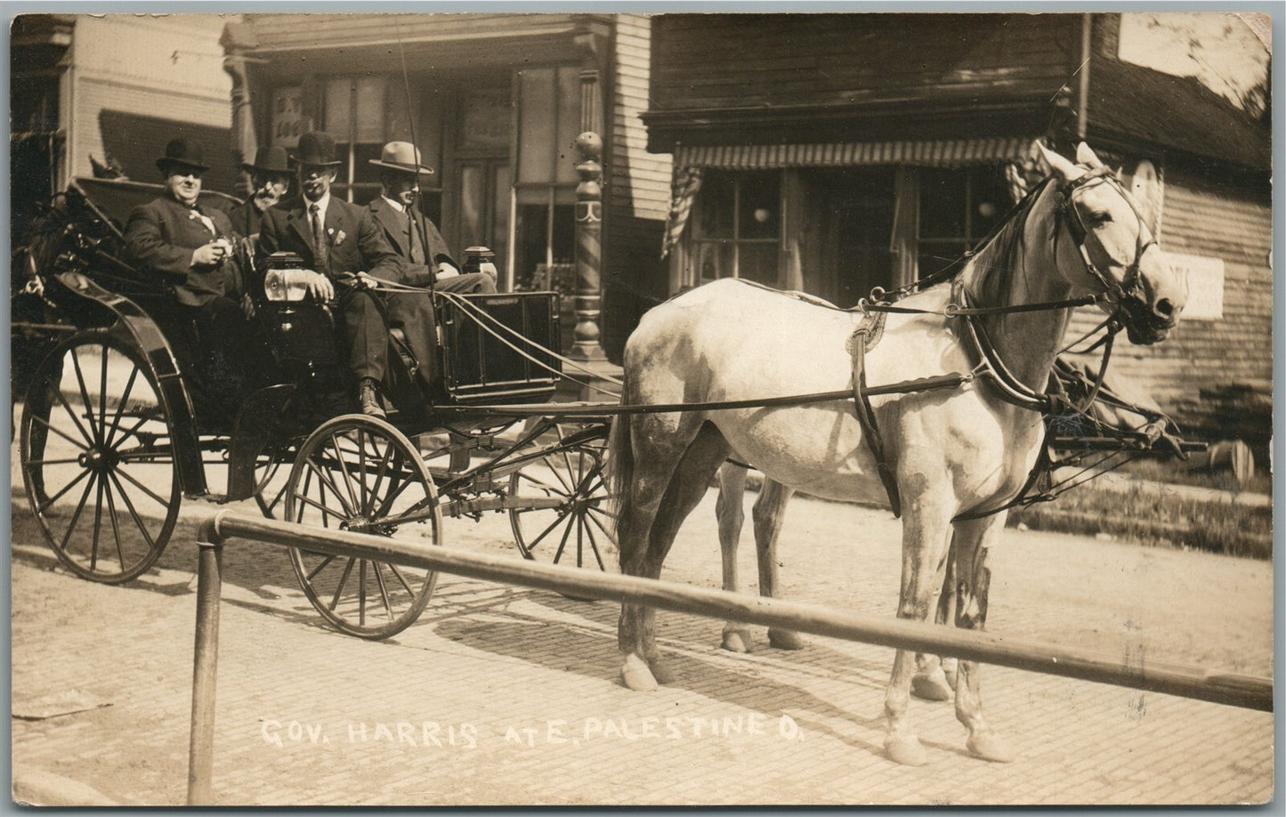 E.PALESTINE OH GOVERNOR HARRIS ANTIQUE REAL PHOTO POSTCARD RPPC