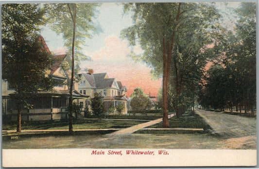 WHITEWATER WI MAIN STREET ANTIQUE POSTCARD