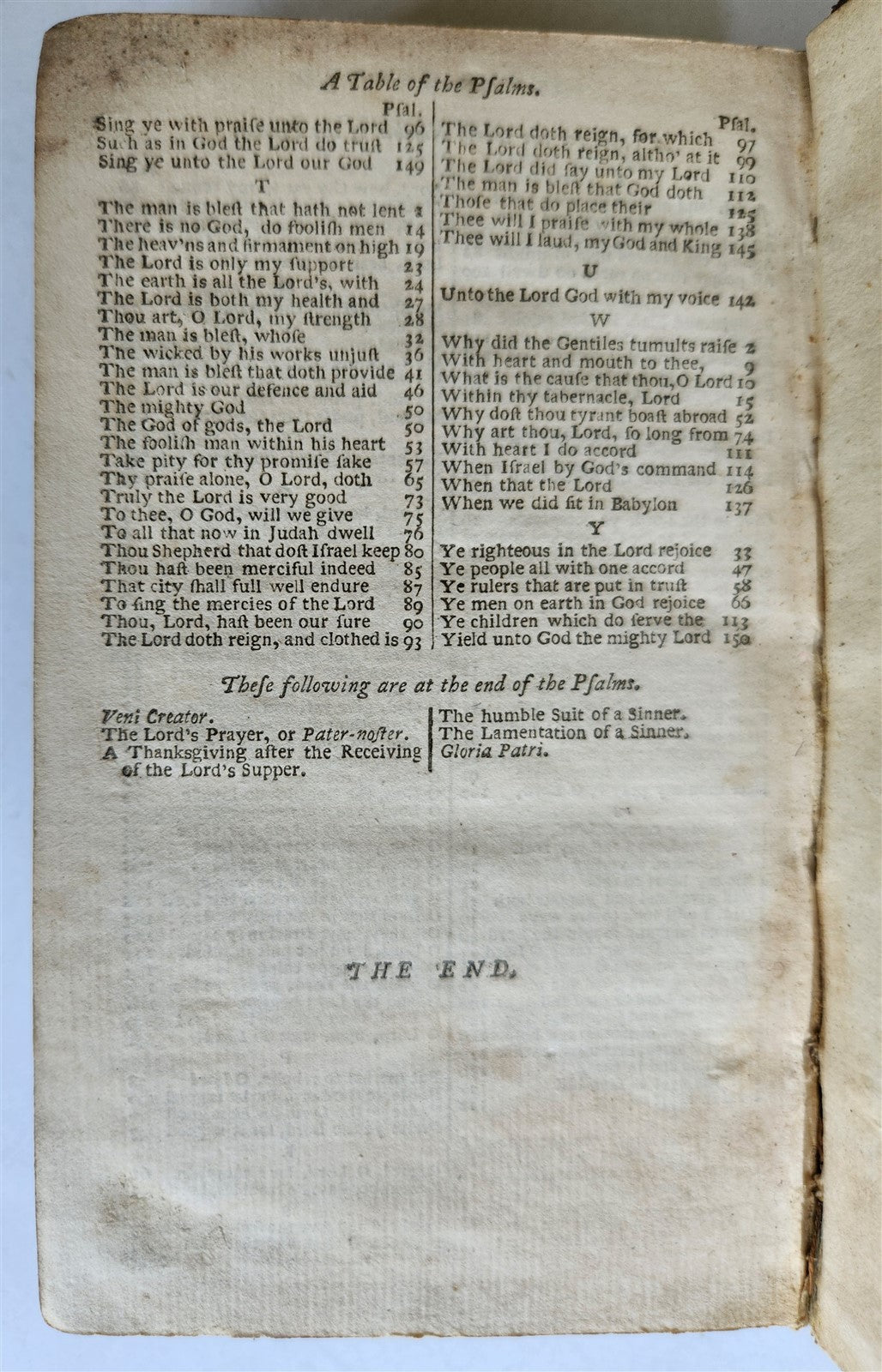 1750 BOOK of COMMON PRAYER w/ PSALTER or PSALMS of DAVID antique in ENGLISH