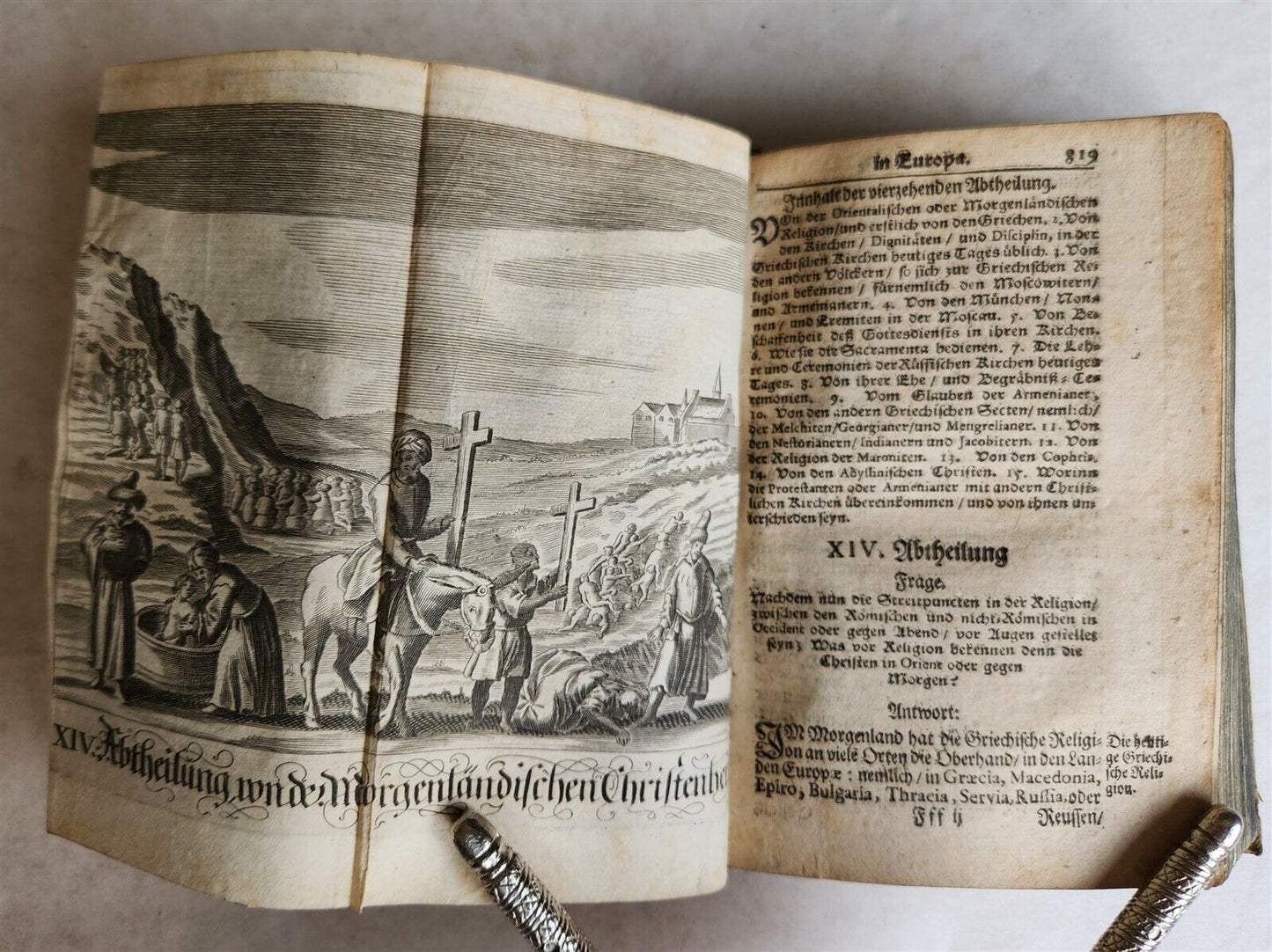 1674 WORLD'S RELIGIOUS SERVICES FULLY ILLUSTRATED antique VELLUM BINDING