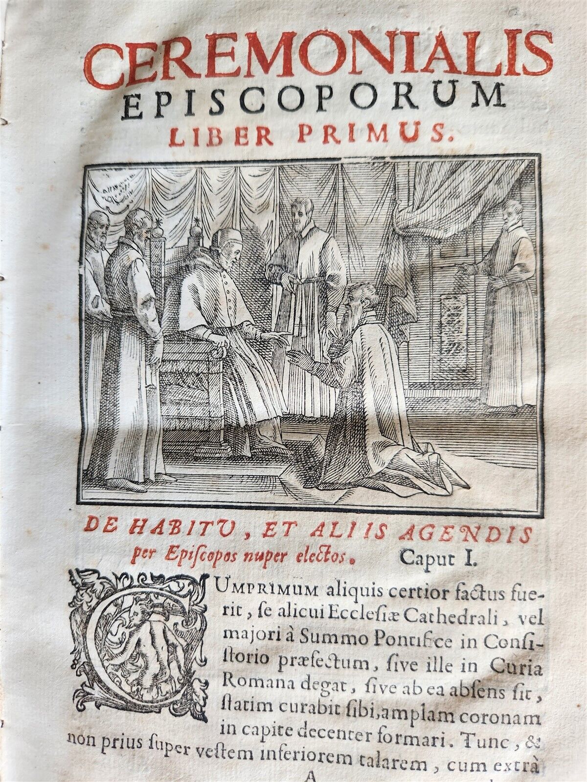 1713 CEREMONIALE EPISCOPORUM antique ILLUSTRATED VELLUM BINDING