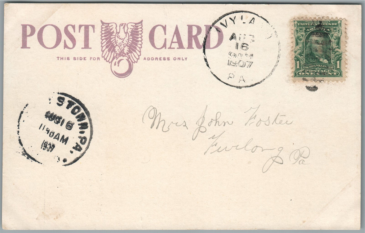 BUCKS CO. PA ARNOLD BROS. IVYLAND DAVENPORT RESIDENCE ANTIQUE POSTCARD #26