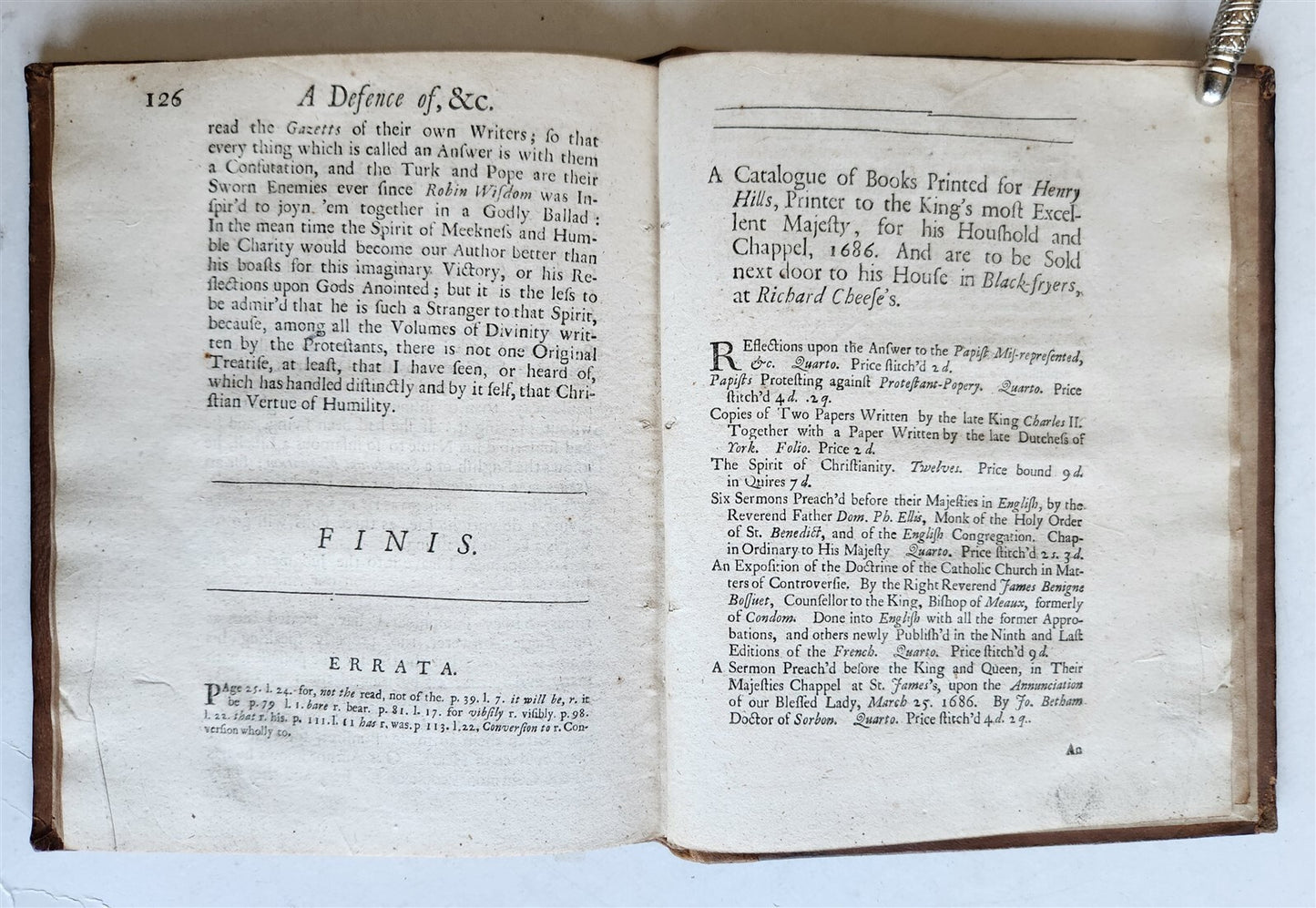1686 DEFENCE of PAPERS WRITTEN by LATE KING by JOHN DRYDEN antique in ENGLISH
