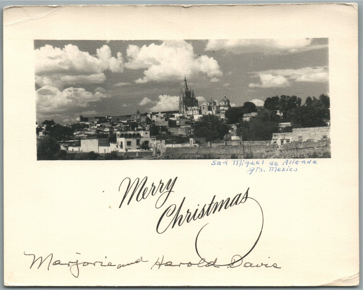 SAN MIGUEL MEXICO CHRISTMAS GREETINGS VINTAGE REAL PHOTO POSTCARD RPPC
