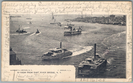 NEW YORK NY VIEW FROM EAST RIVER BRIDGE ANTIQUE POSTCARD