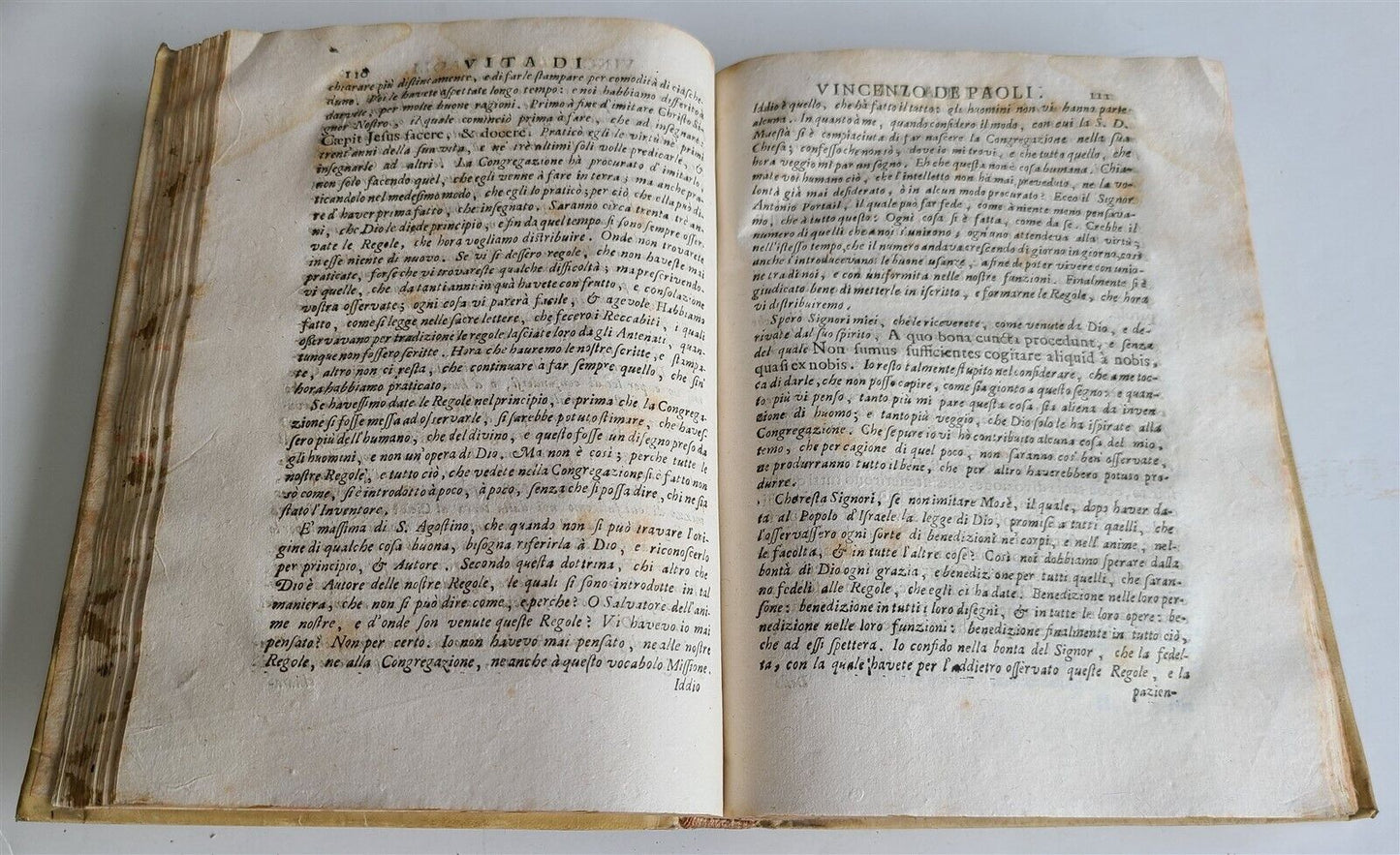 1700 VITA DEL VENERANDO SERVO DI DIO VINCENZO DE PAOLI antique VELLUM BINDING