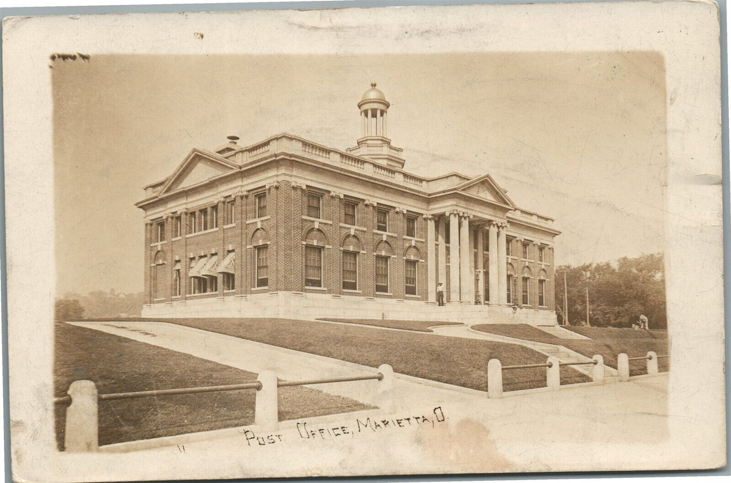MARIETTA OH POST OFFICE ANTIQUE REAL PHOTO POSTCARD RPPC